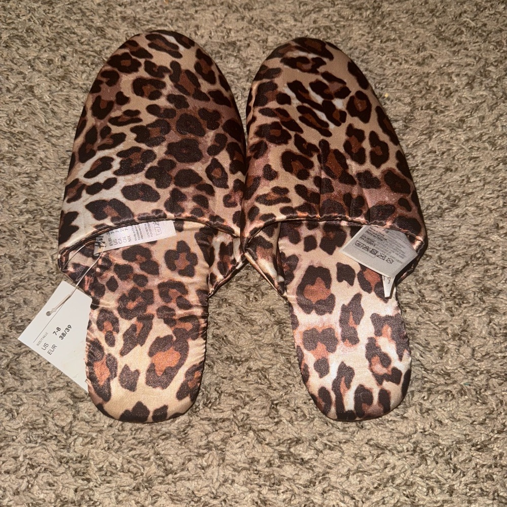 H&M Silk Leopard Slippers